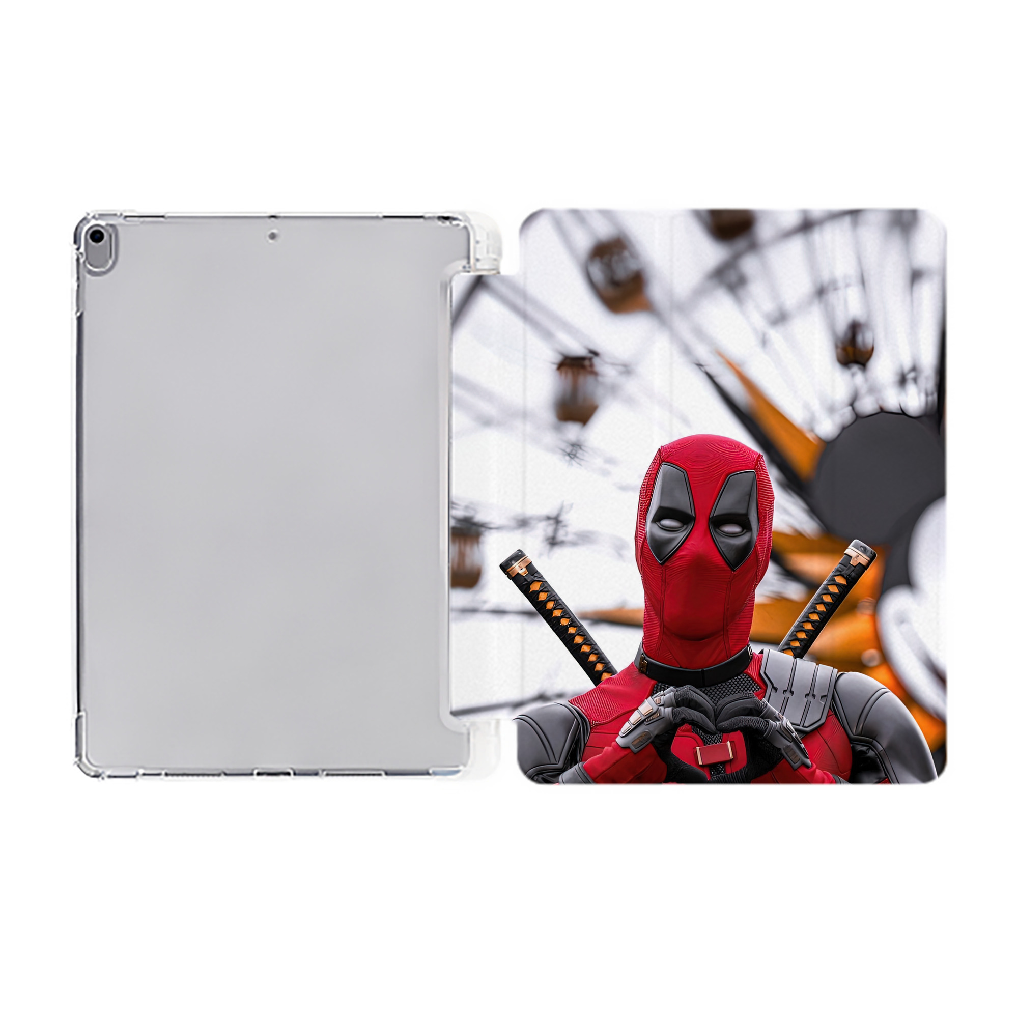 （画像用） Deadpool デッドプール IPad ケース ペン収納付き 三つ折りスタンド PUレザー×シリコン 対応機種9.5/10.5/10.9インチ